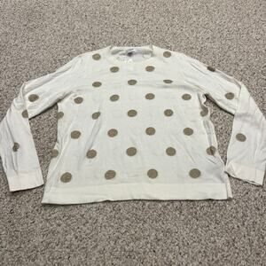 NWT J Crew Teddie Sweater Sz XL Metallic Dots Cream Gold Preppy Classic